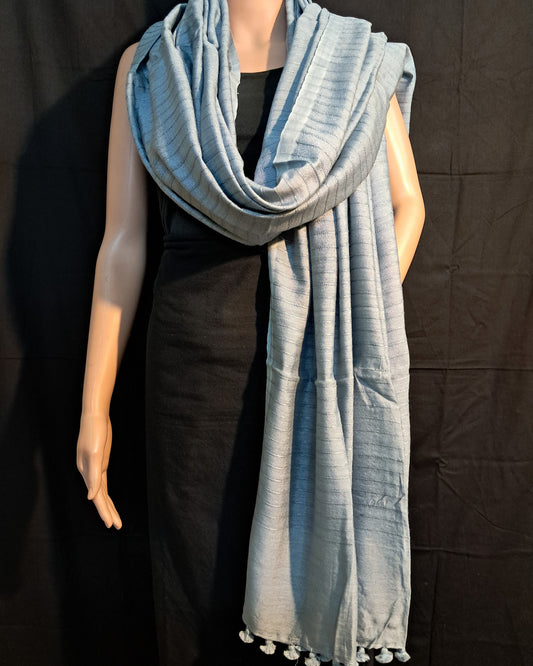 Handwoven Cotton-Silk Dupatta - Grey