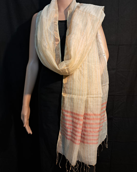 Handwoven Tissue Silk Dupatta - Beige