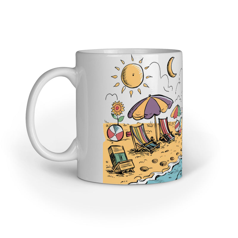 Multicolor Coffee Mug - Beach Doodle