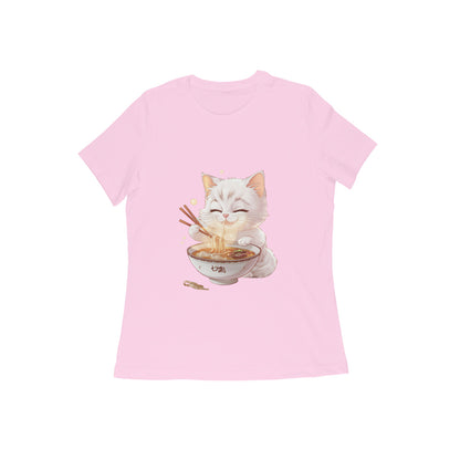 Women Round Neck T-Shirt - Cat Noodle