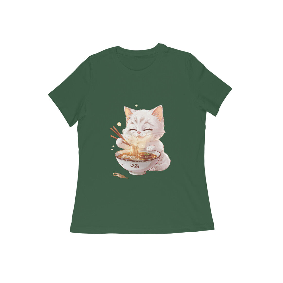 Women Round Neck T-Shirt - Cat Noodle