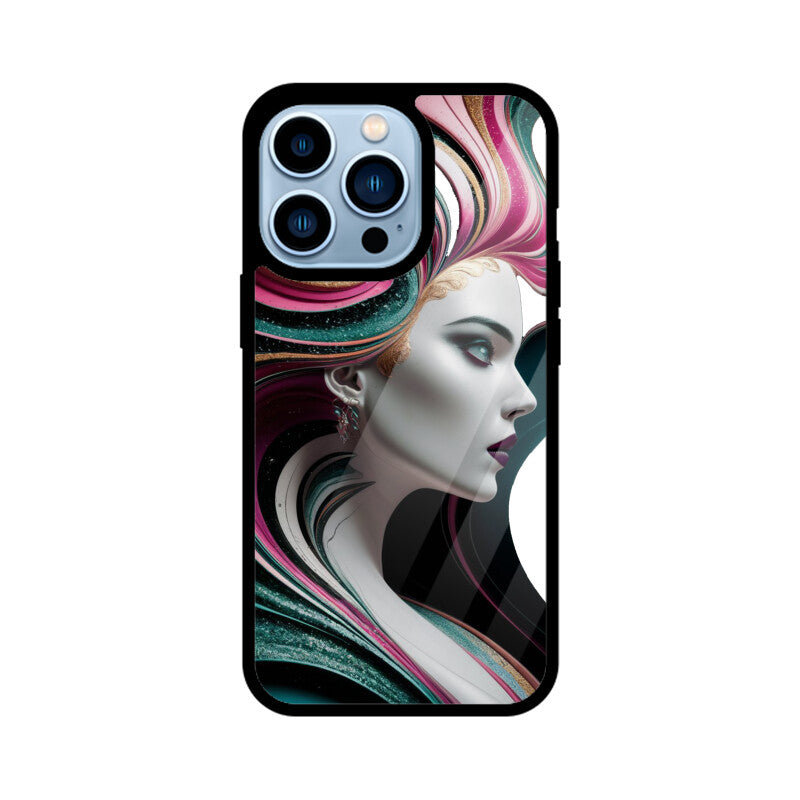 iPhone Glass Phone Case - Marble Girl