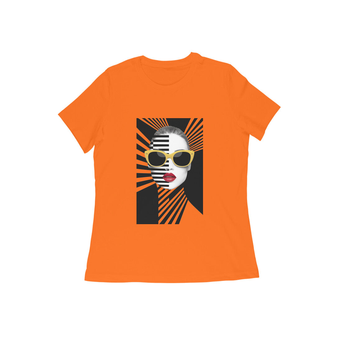 Women Round Neck T-Shirt - Lady Stripes