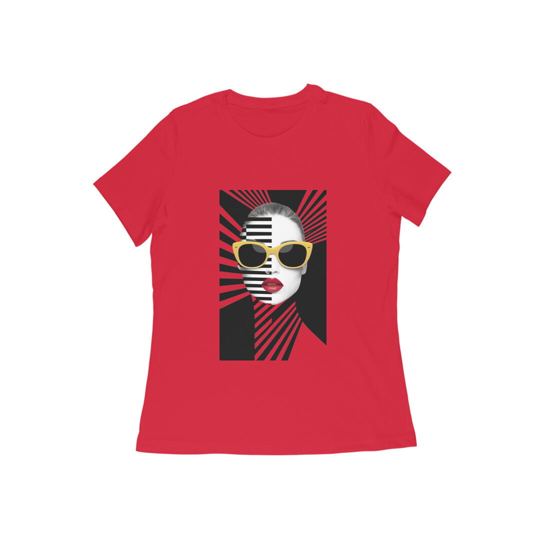 Women Round Neck T-Shirt - Lady Stripes