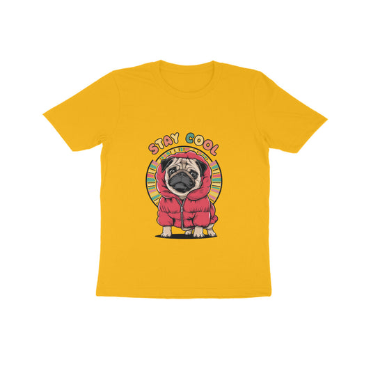 Kid's Round Neck T-Shirt - Cool Pug