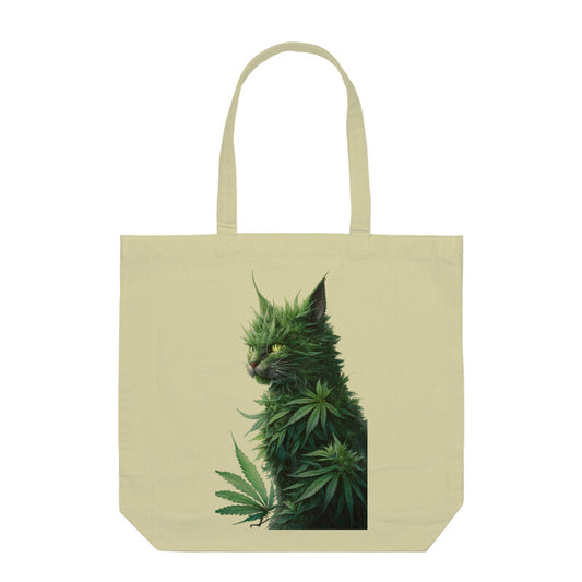 Unisex Tote Bag Zipper - Leafy Cat