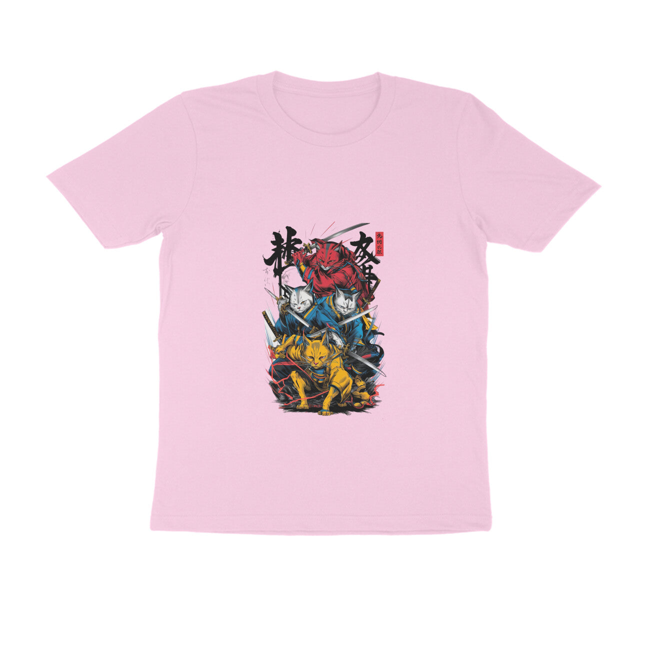 Men Round Neck T-Shirt - Ninja Cats