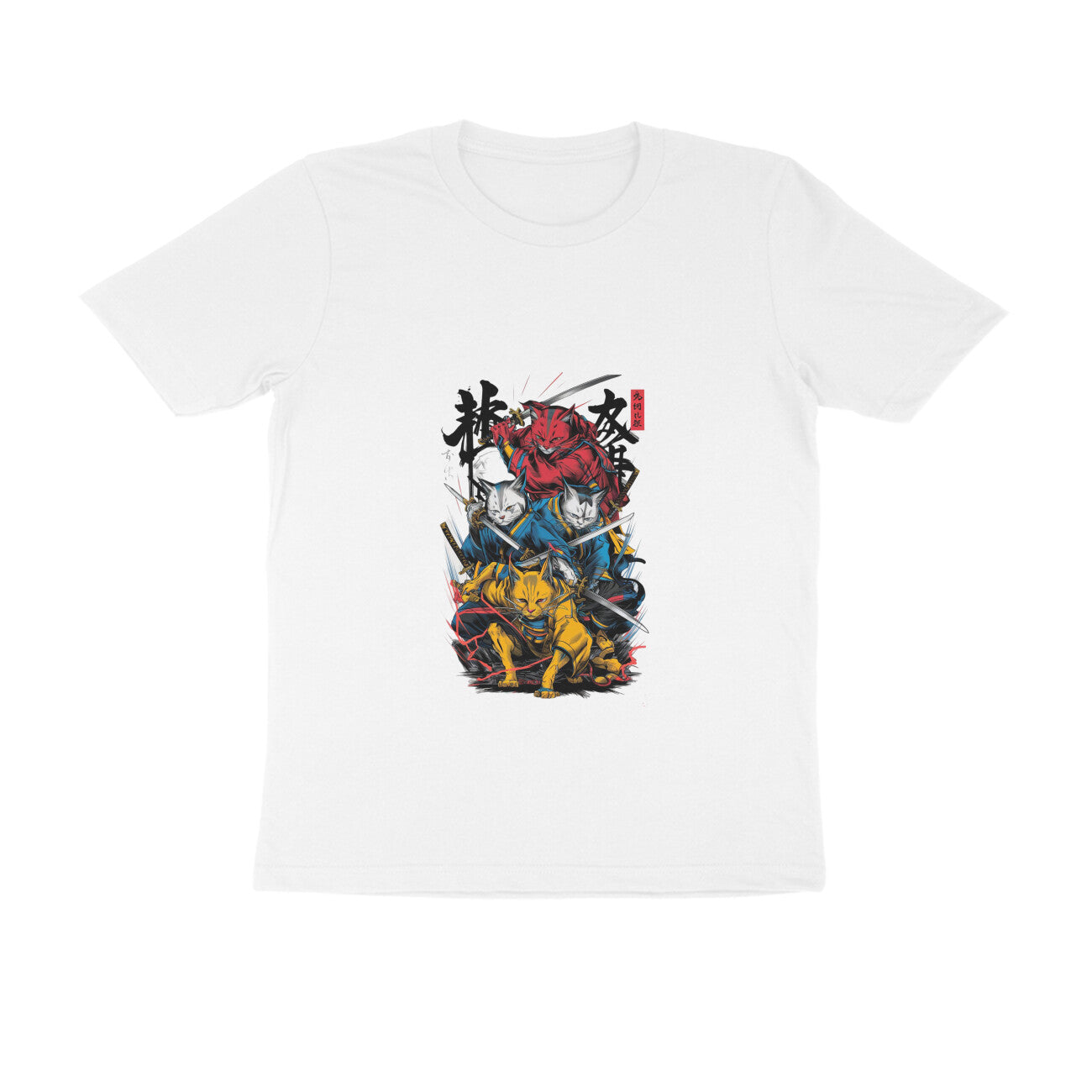 Men Round Neck T-Shirt - Ninja Cats