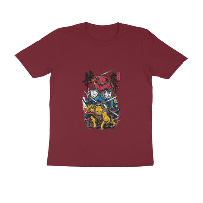 Men Round Neck T-Shirt - Ninja Cats