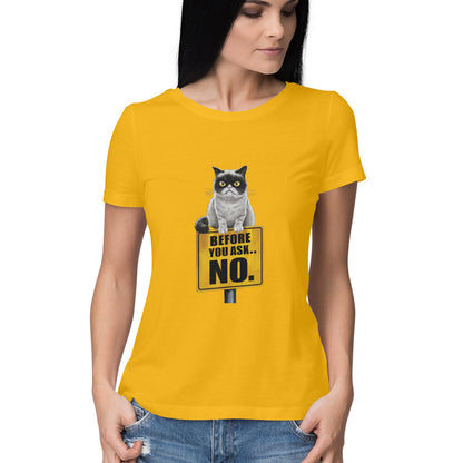 Women Round Neck T-Shirt - Grumpy Cat