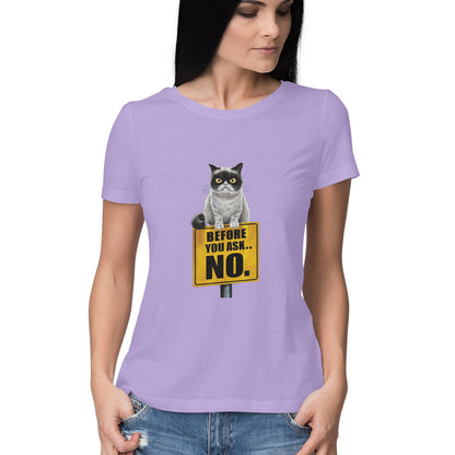 Women Round Neck T-Shirt - Grumpy Cat