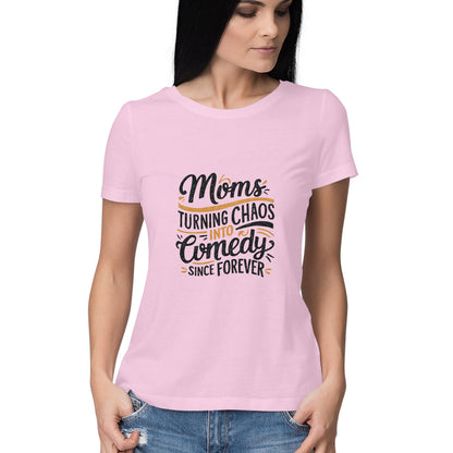 Women Round Neck T-Shirt - Moms Chaos