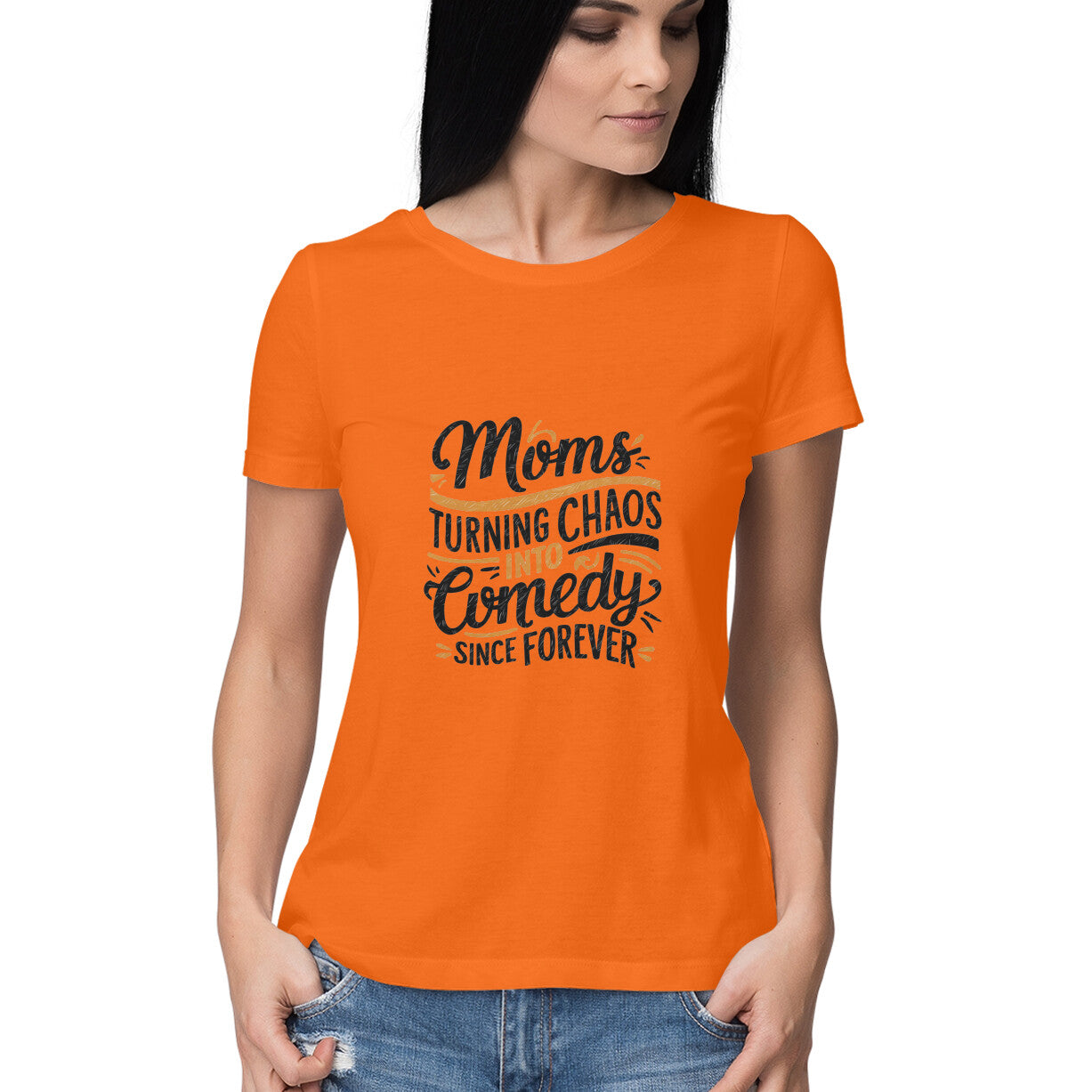 Women Round Neck T-Shirt - Moms Chaos