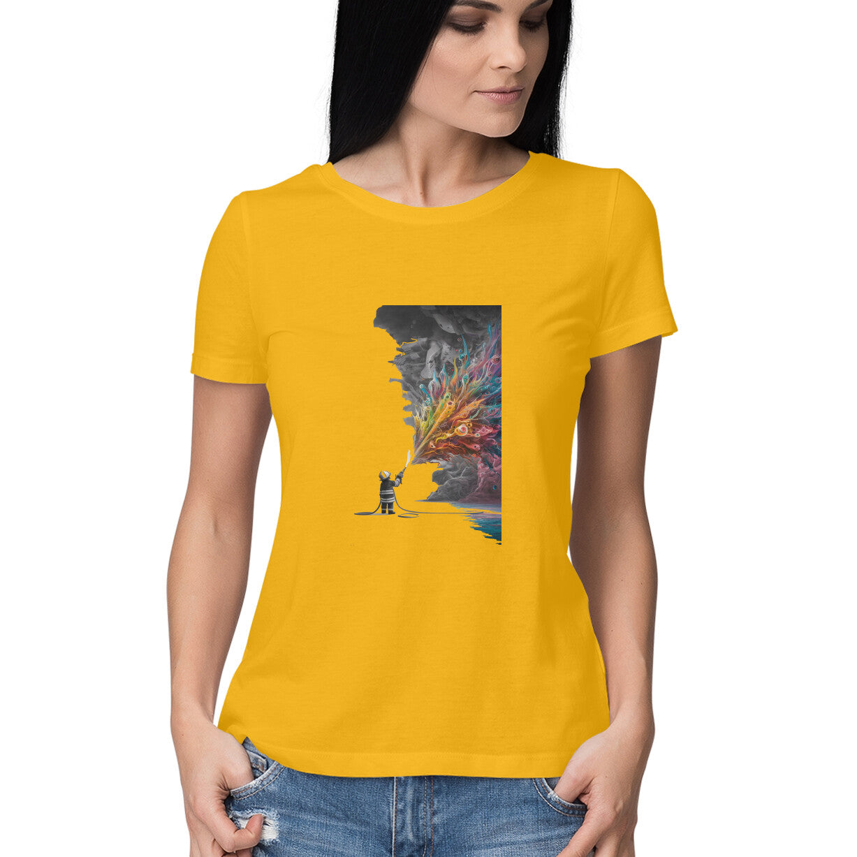 Women Round Neck T-Shirt - Firefighter