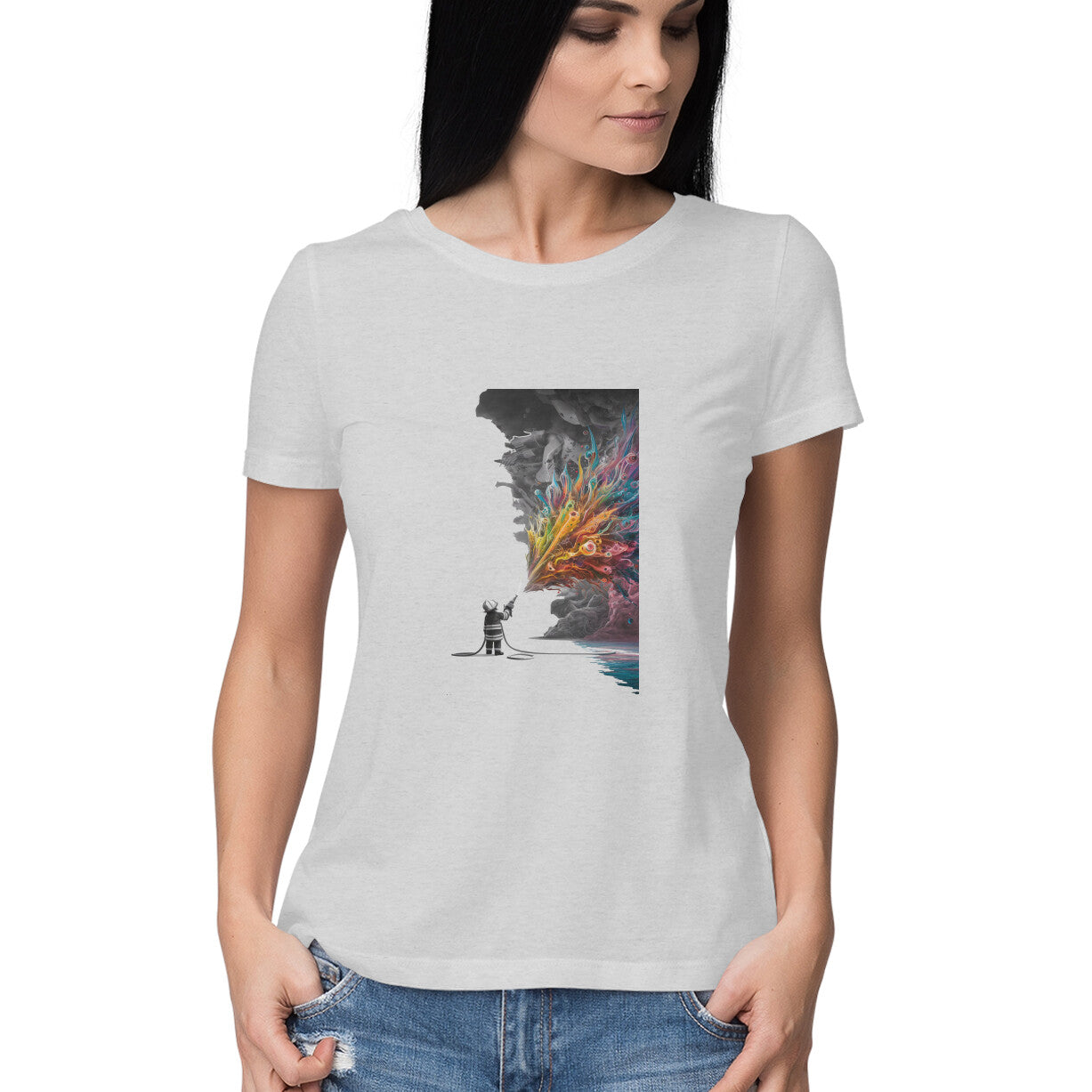 Women Round Neck T-Shirt - Firefighter