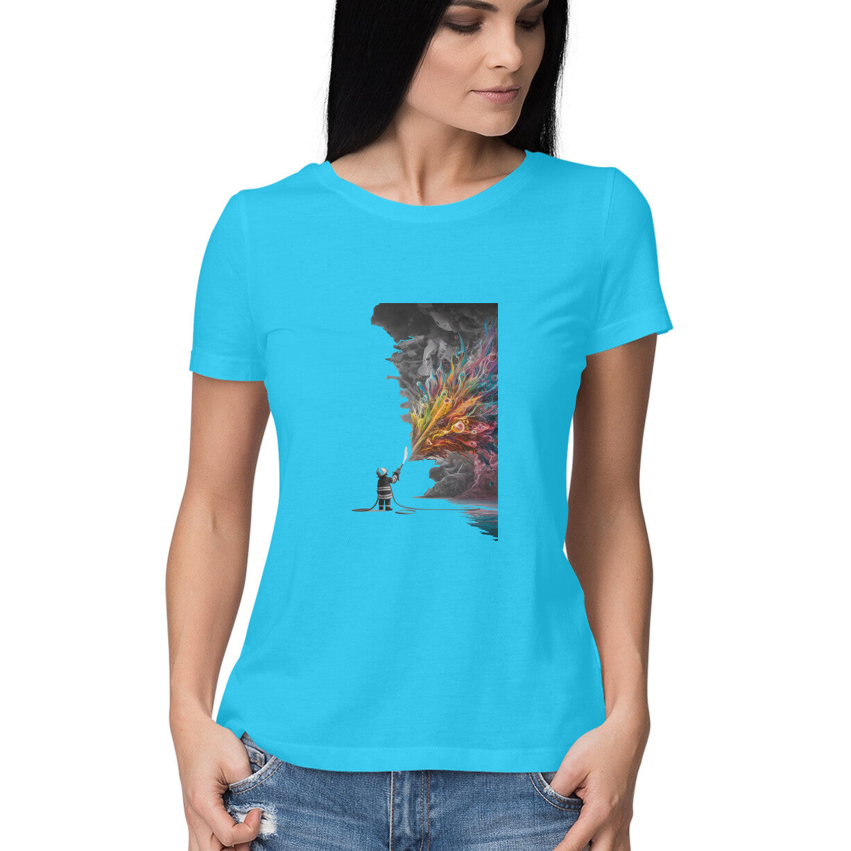 Women Round Neck T-Shirt - Firefighter