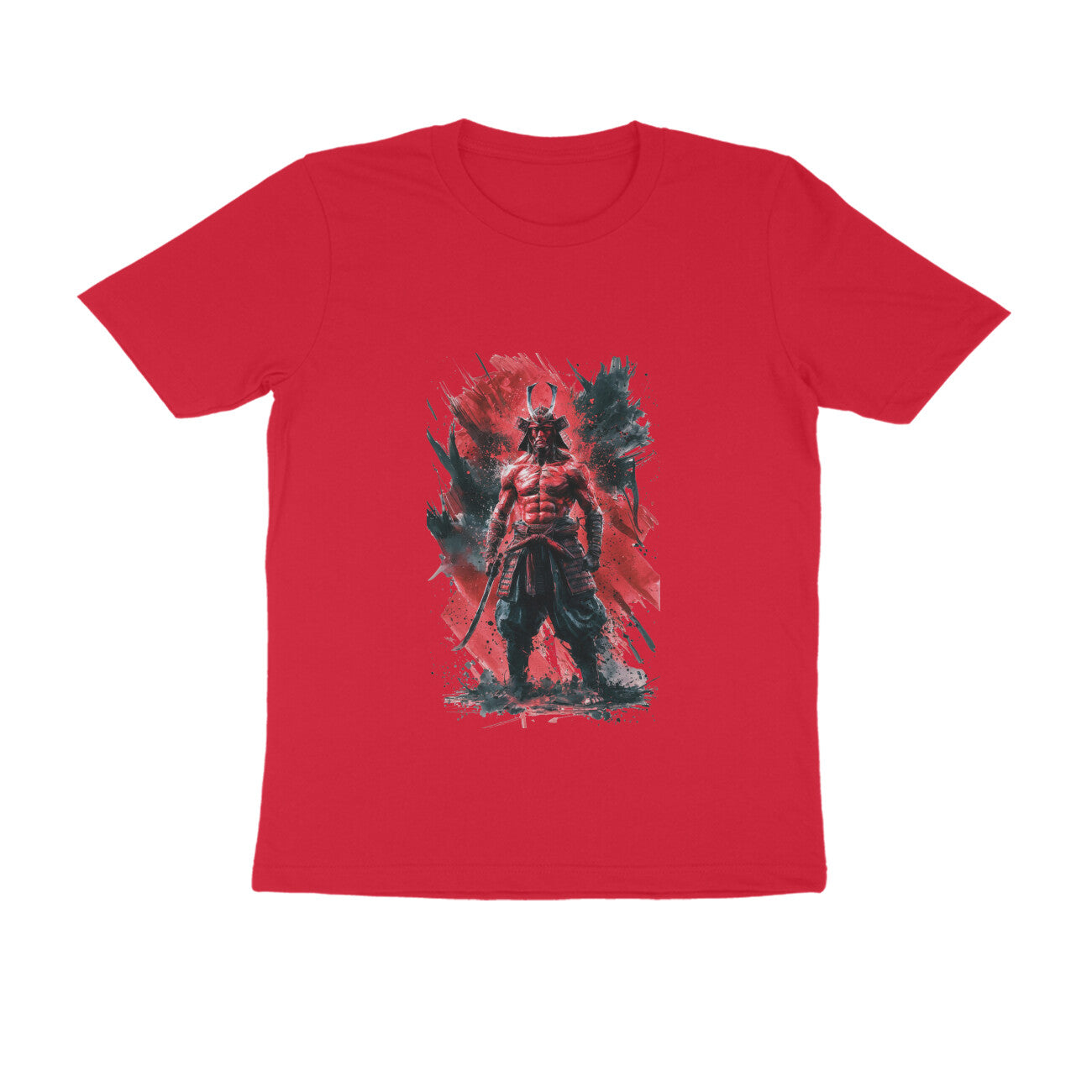 Men Round Neck T-Shirt - Samurai Warrior