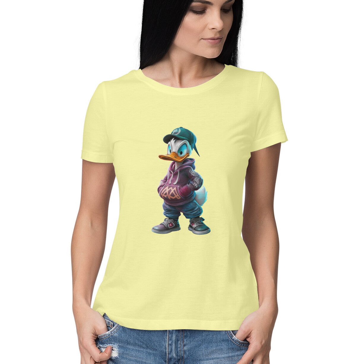 Women Round Neck T-Shirt - Quirky Donald