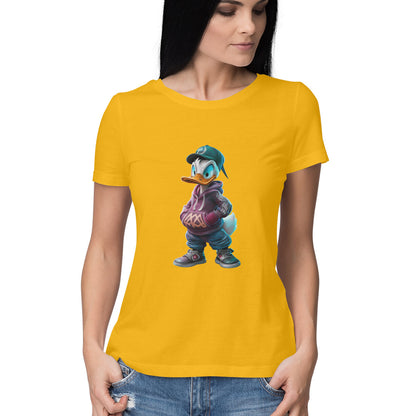 Women Round Neck T-Shirt - Quirky Donald