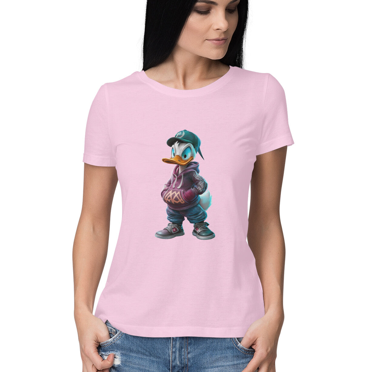 Women Round Neck T-Shirt - Quirky Donald