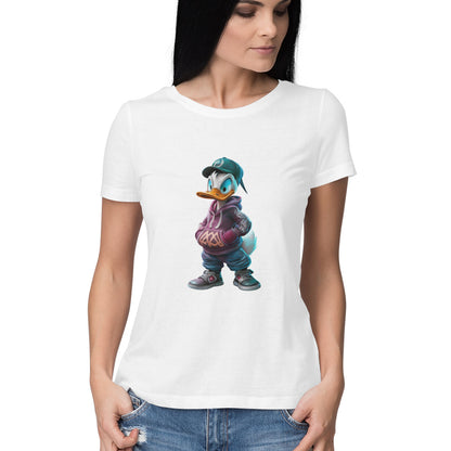 Women Round Neck T-Shirt - Quirky Donald