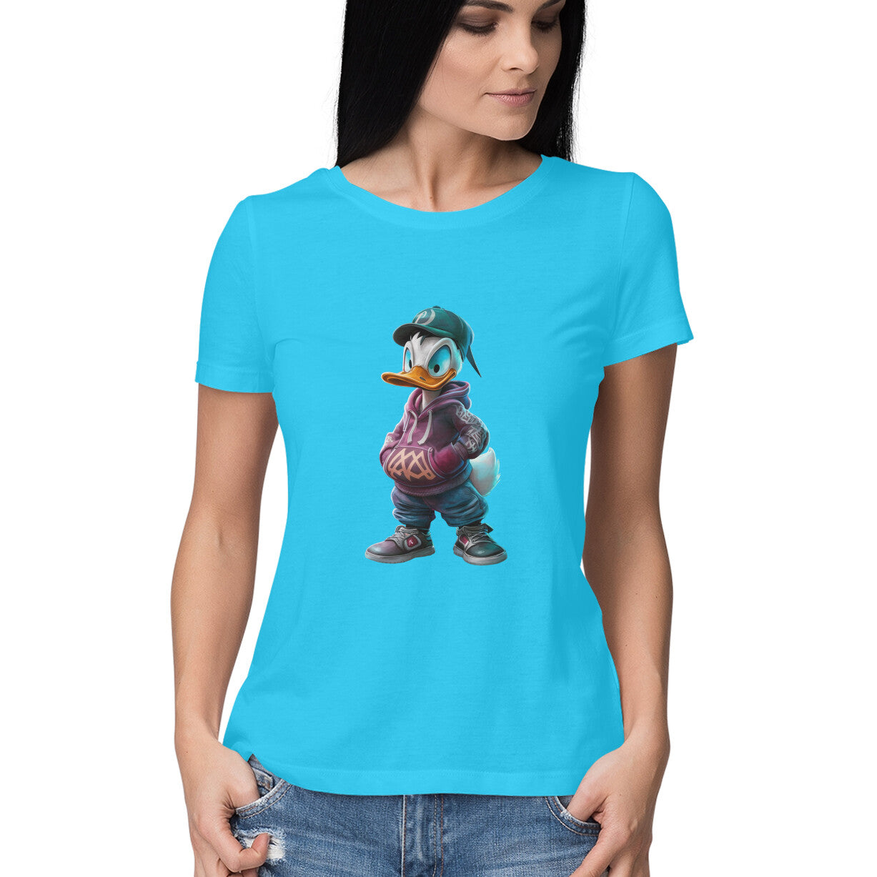 Women Round Neck T-Shirt - Quirky Donald