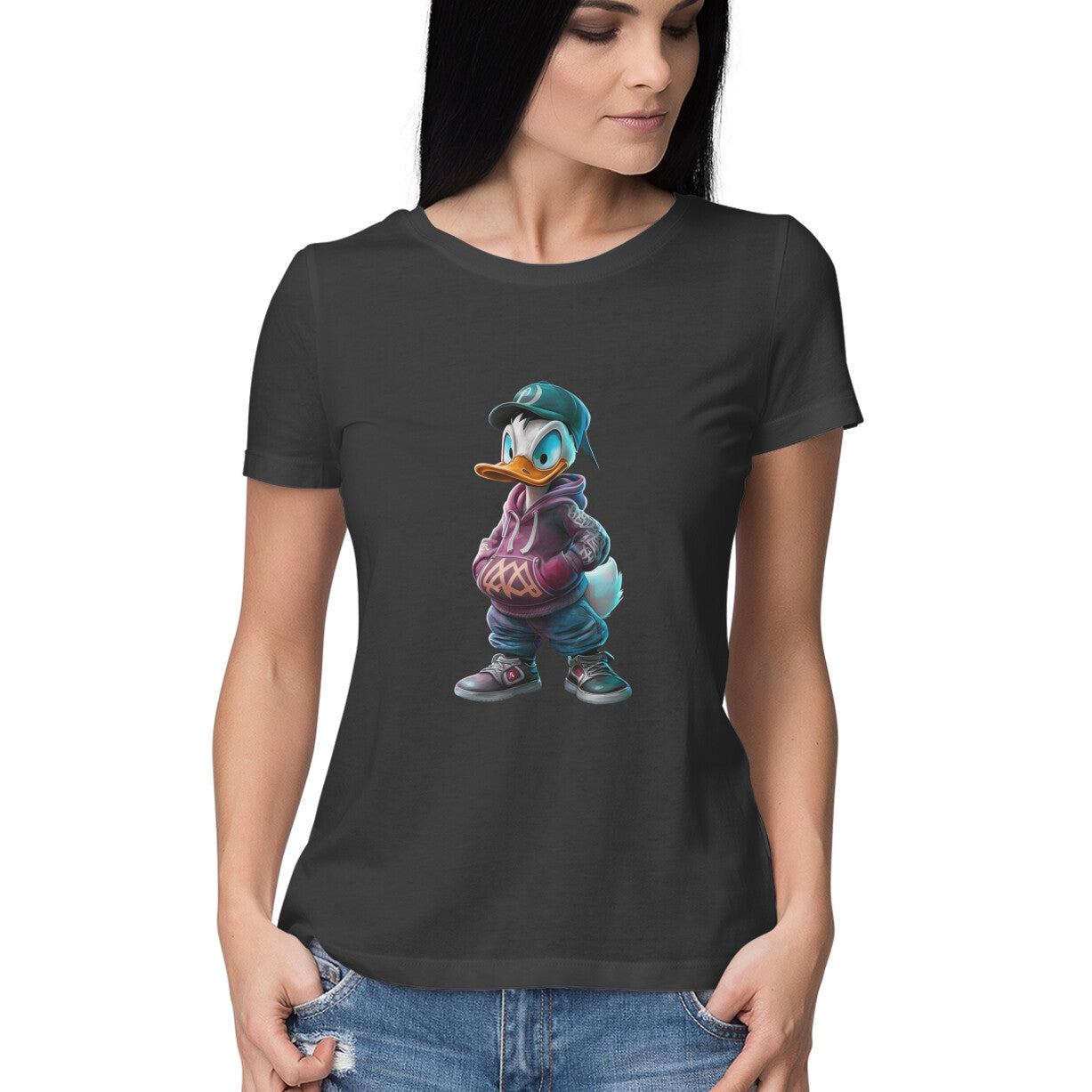 Women Round Neck T-Shirt - Quirky Donald