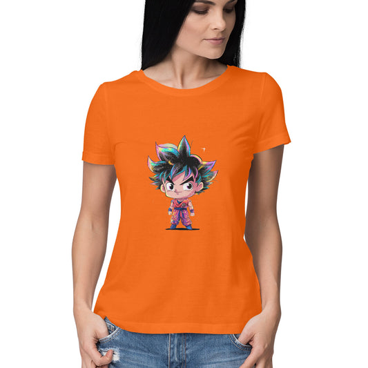 Women Round Neck T-Shirt - Chibi Goku