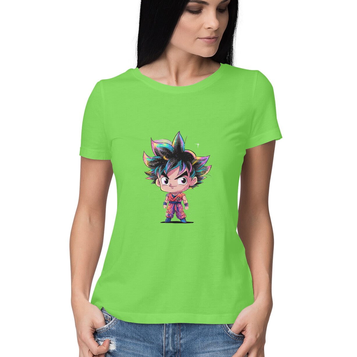 Women Round Neck T-Shirt - Chibi Goku