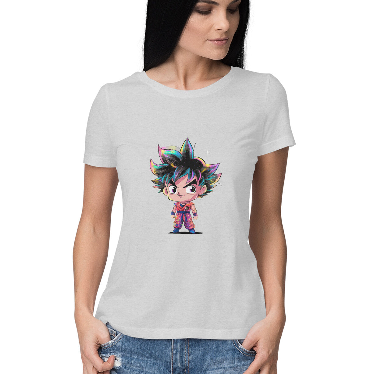 Women Round Neck T-Shirt - Chibi Goku