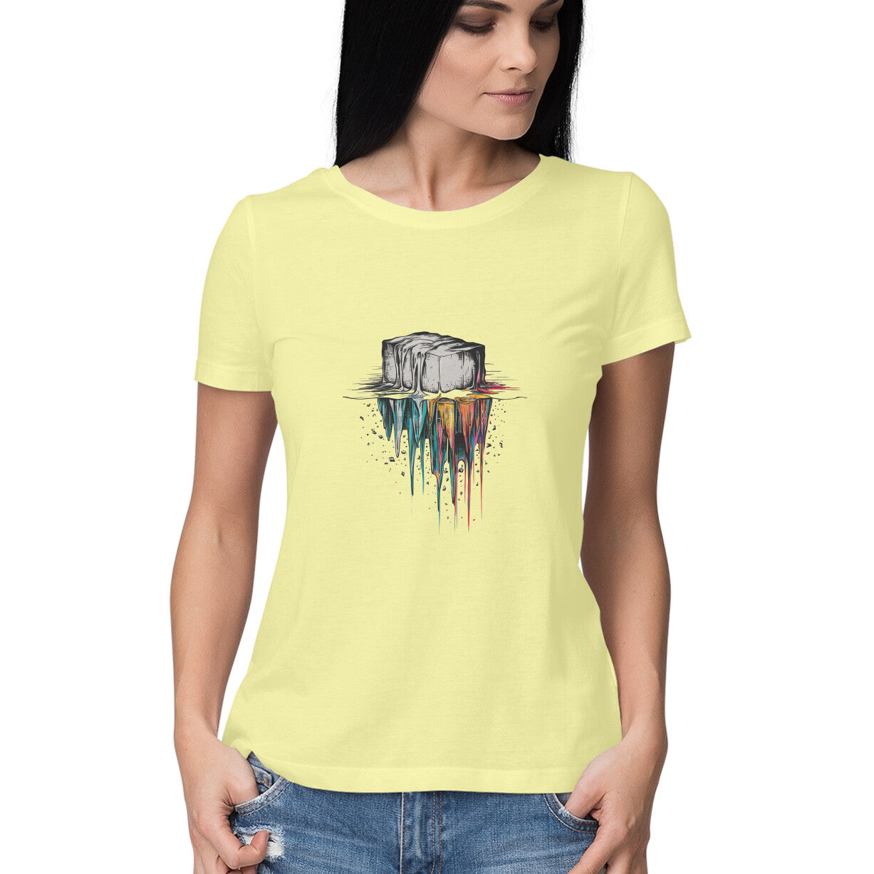 Women Round Neck T-Shirt - Melting Colors