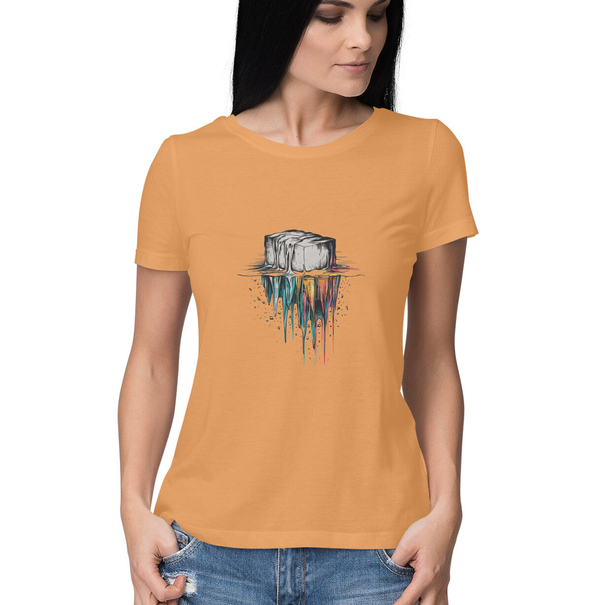 Women Round Neck T-Shirt - Melting Colors