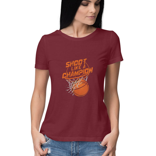 Women Round Neck T-Shirt - Basketball Champion