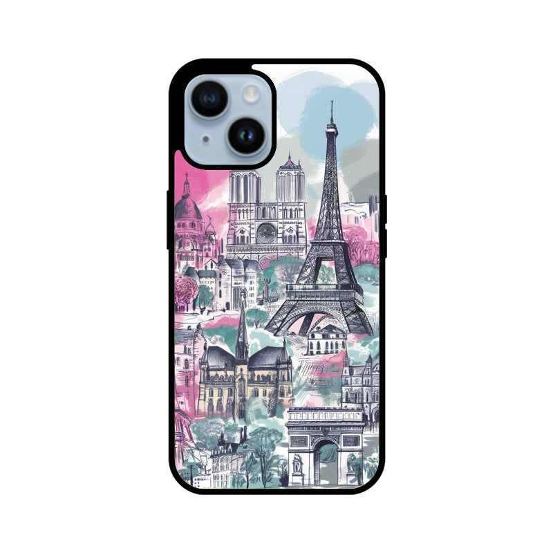 iPhone Glass Phone Case - Paris Sketch