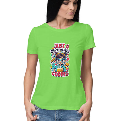 Women Round Neck T-Shirt - Coding Girl