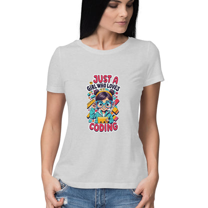 Women Round Neck T-Shirt - Coding Girl