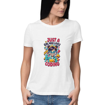 Women Round Neck T-Shirt - Coding Girl