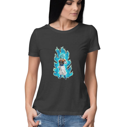 Women Round Neck T-Shirt - Gogeta Blue Super Saiyan God