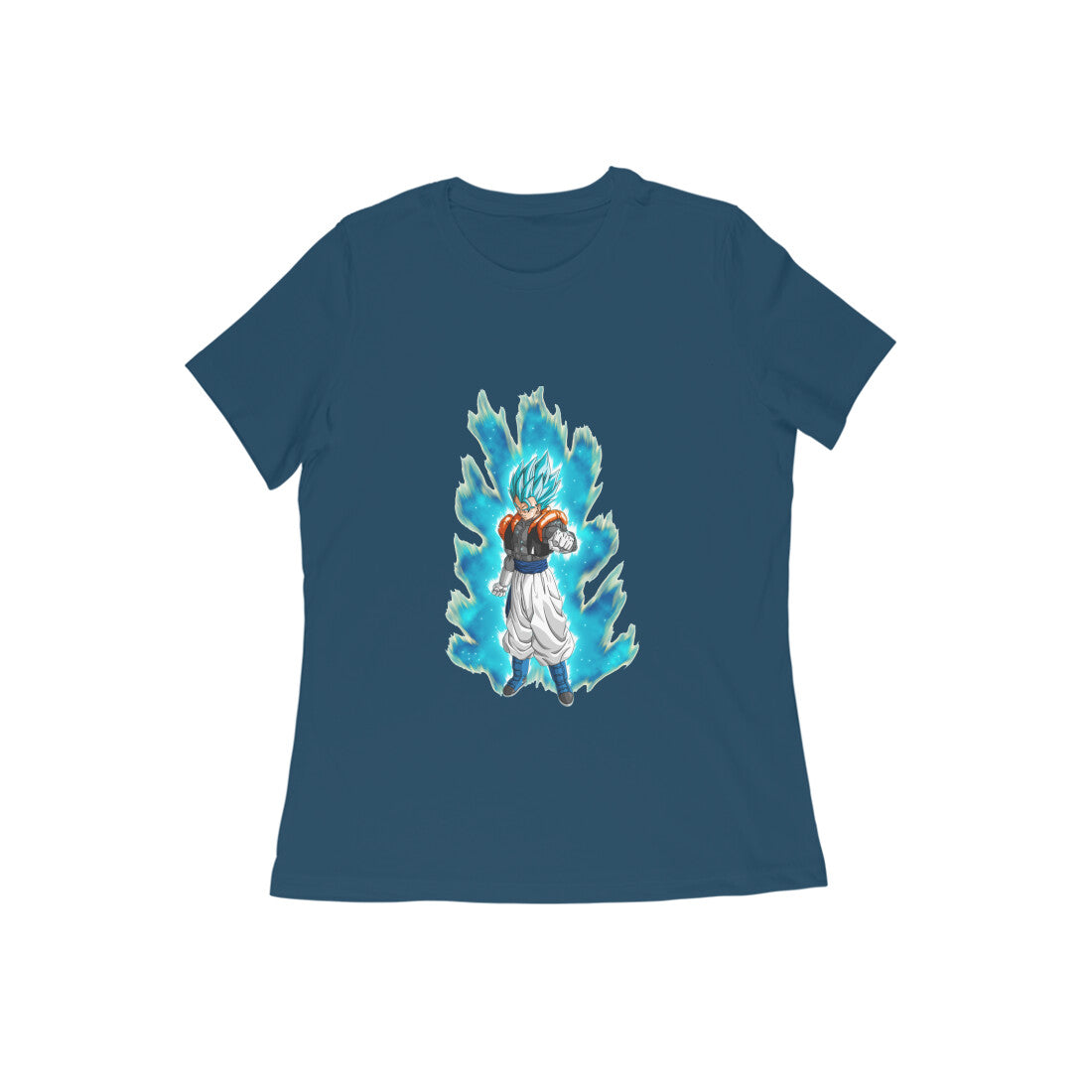 Women Round Neck T-Shirt - Gogeta Blue Super Saiyan God