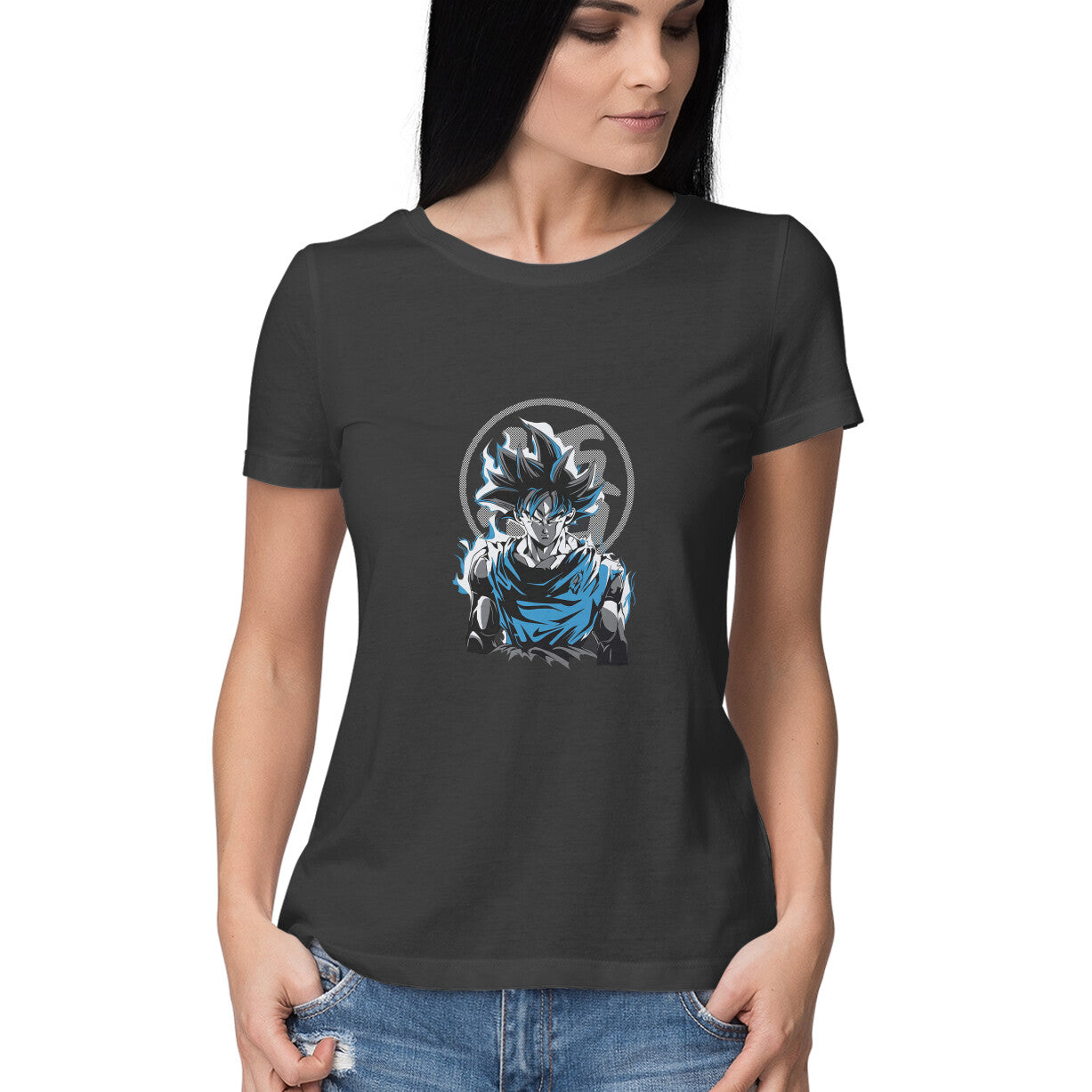 Women Round Neck T-Shirt - Goku Ultra Instinct Imperfect