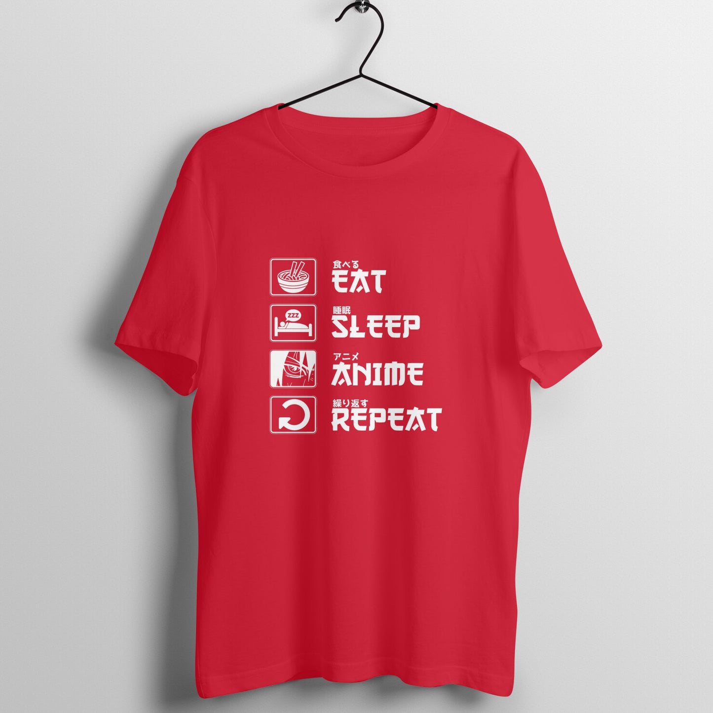 Men Round Neck T-Shirt - Eat Sleep Anime Repeat