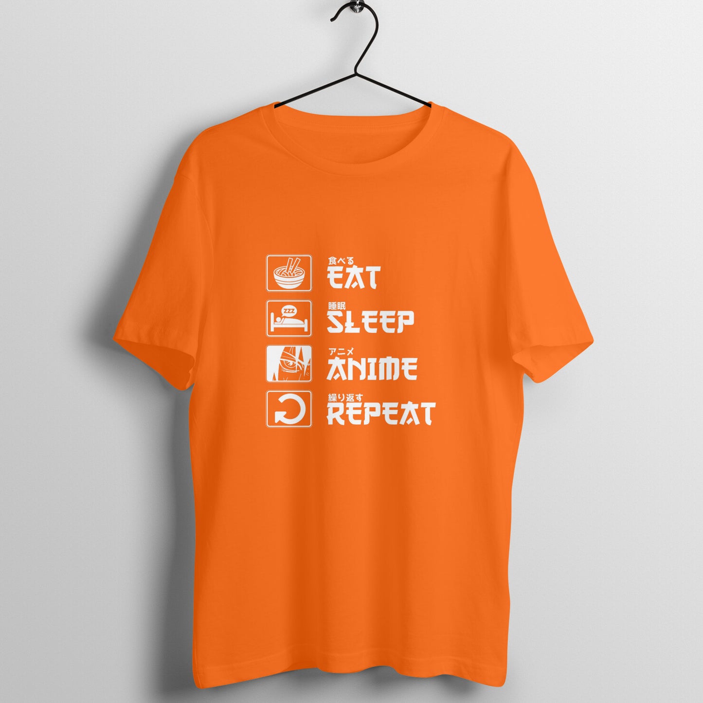 Men Round Neck T-Shirt - Eat Sleep Anime Repeat