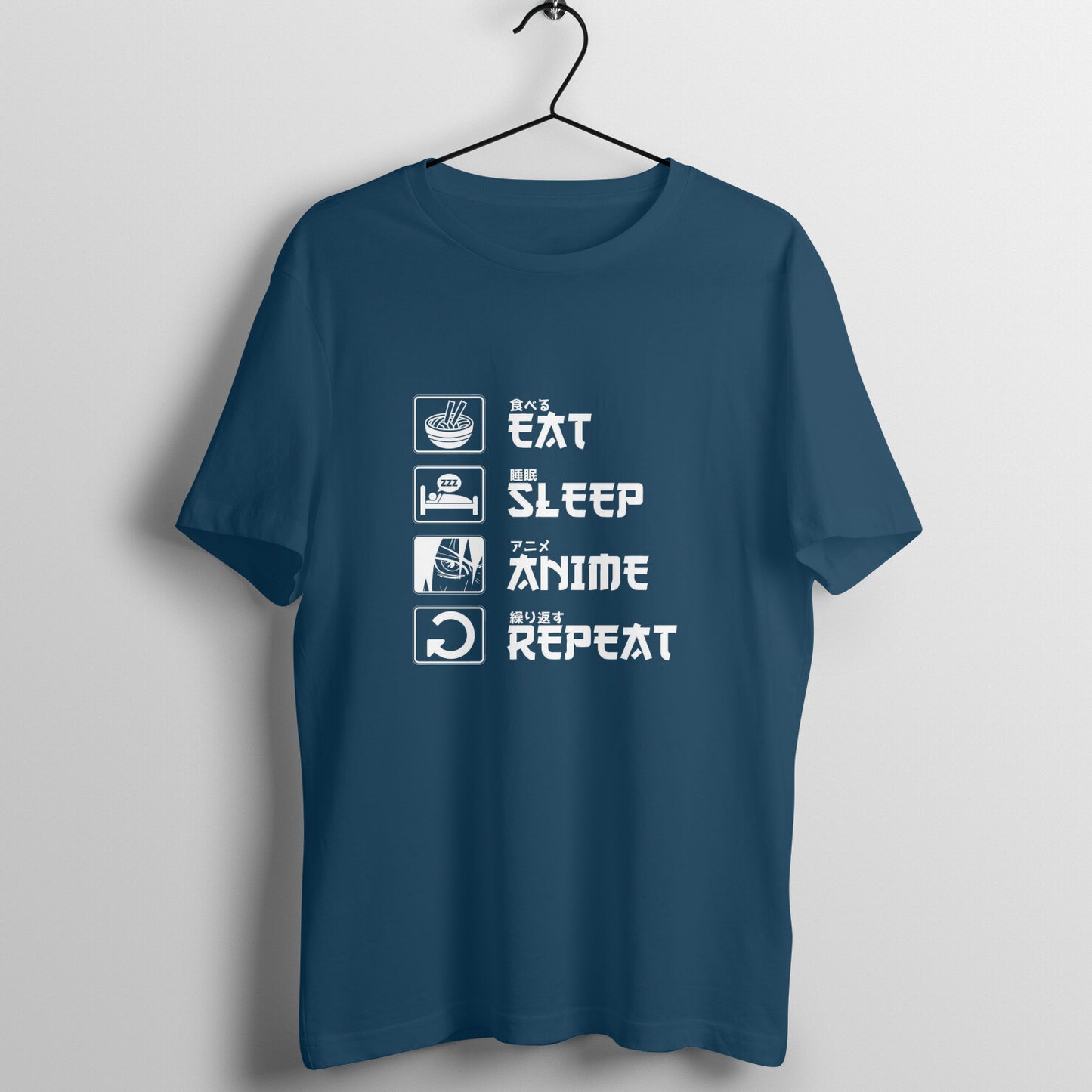 Men Round Neck T-Shirt - Eat Sleep Anime Repeat