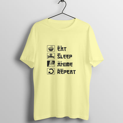 Men Round Neck T-Shirt - Eat Sleep Anime Repeat