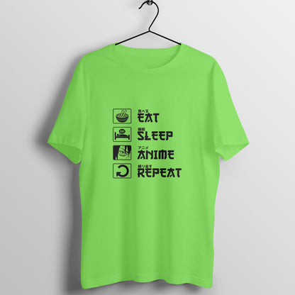 Men Round Neck T-Shirt - Eat Sleep Anime Repeat