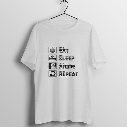 Men Round Neck T-Shirt - Eat Sleep Anime Repeat