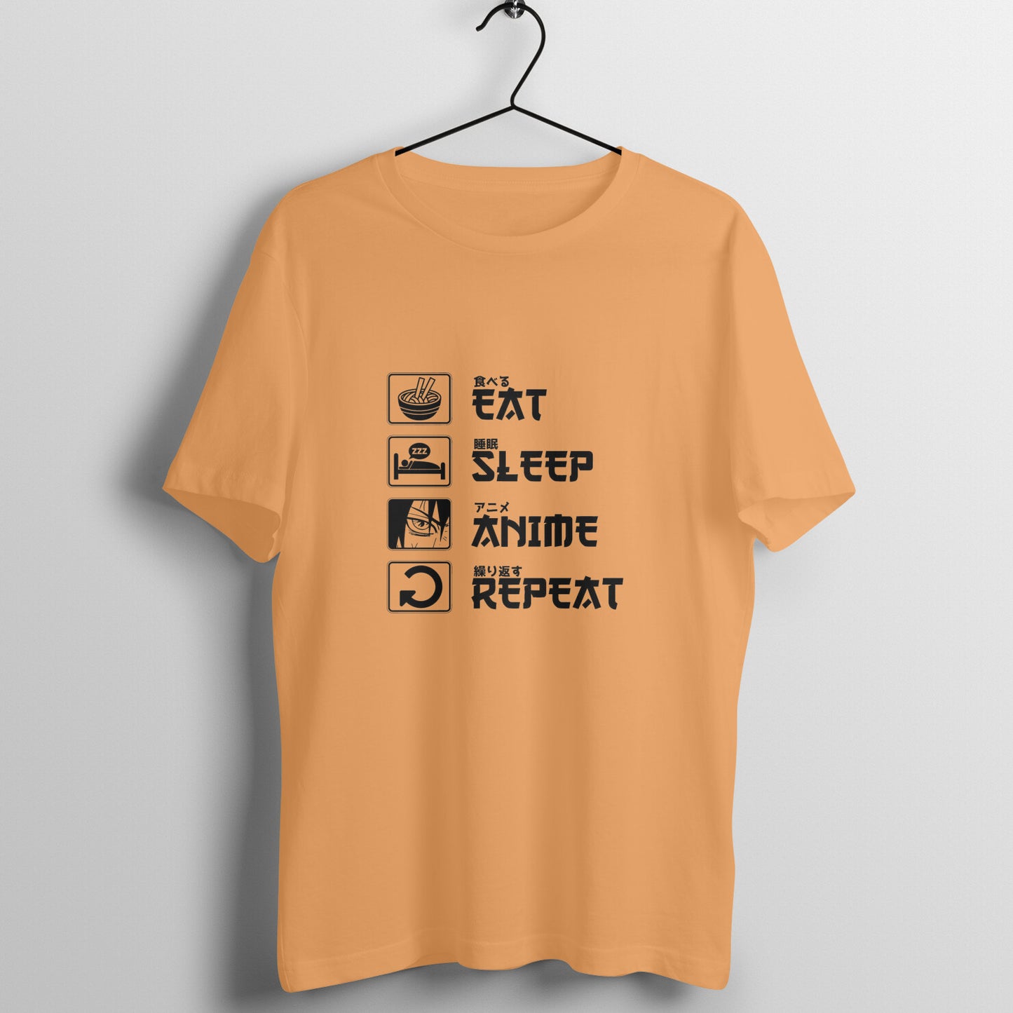 Men Round Neck T-Shirt - Eat Sleep Anime Repeat