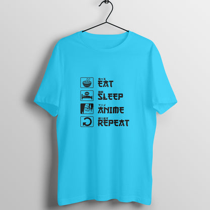 Men Round Neck T-Shirt - Eat Sleep Anime Repeat