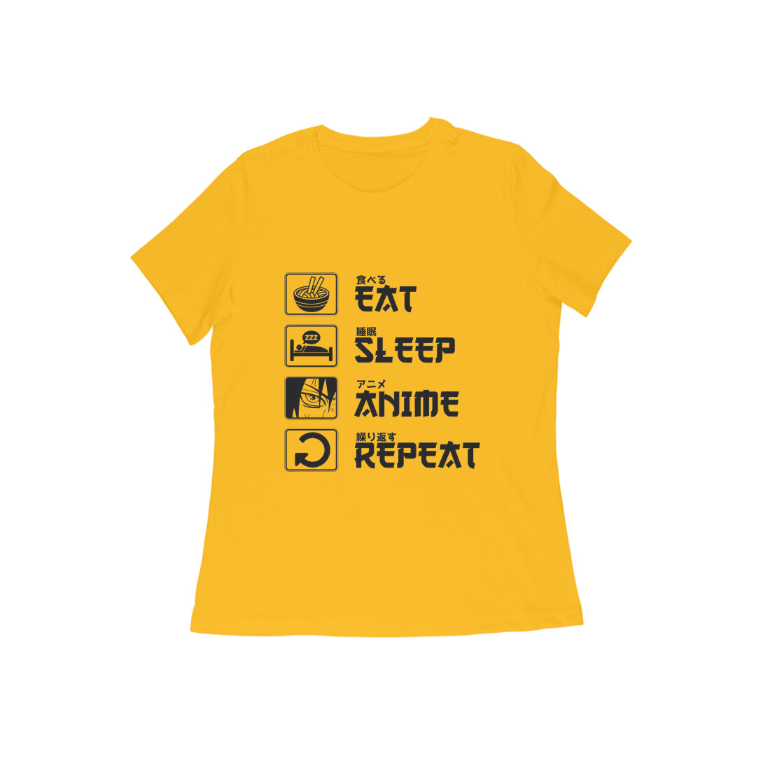 Women Round Neck T-Shirt - Eat Sleep Anime Repeat