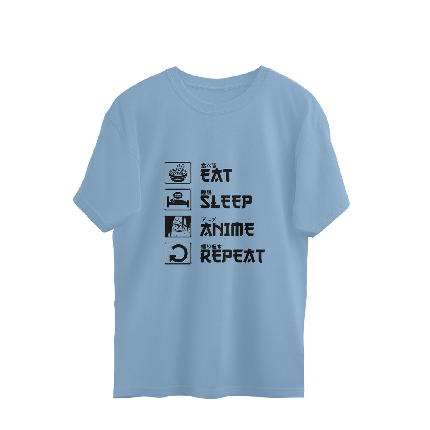 Oversized T-shirt - Eat Sleep Anime Repeat